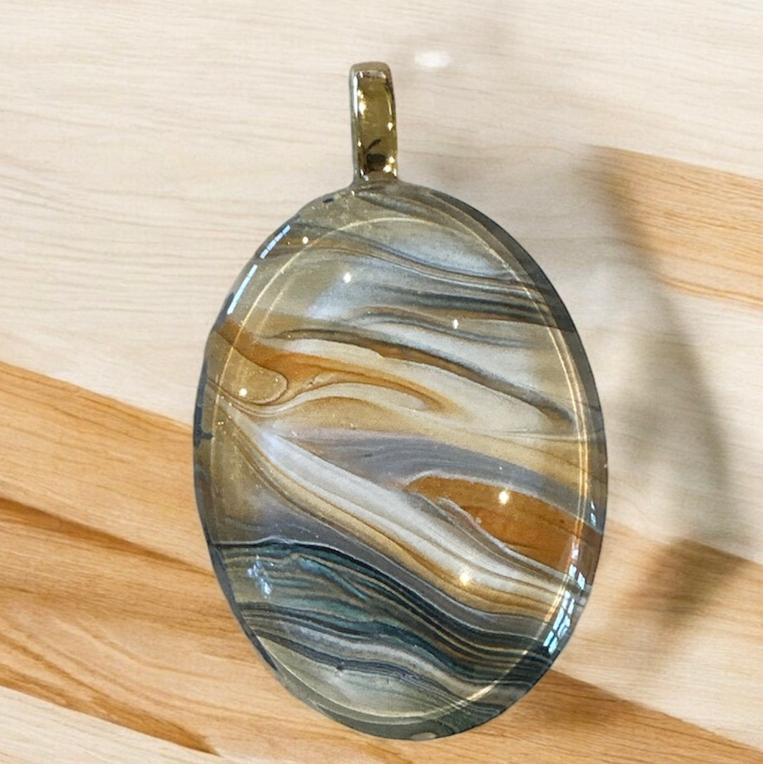 Original Abstract Art - Pendant - Necklace - Fluid Art - Wearable Art - Functional Art