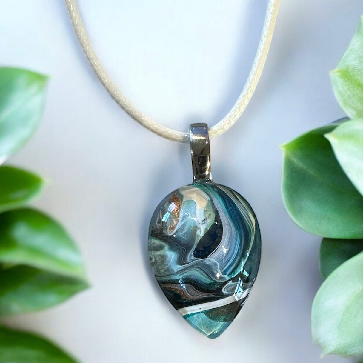 Original Abstract Art - Pendant - Necklace - Fluid Art - Wearable Art - Functional Art