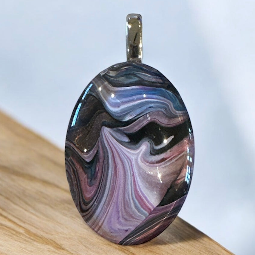 Original Abstract Art - Pendant - Necklace - Fluid Art - Wearable Art - Functional Art