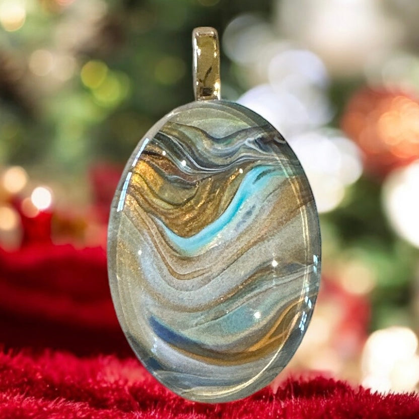 Original Abstract Art - Pendant - Necklace - Fluid Art - Wearable Art - Functional Art