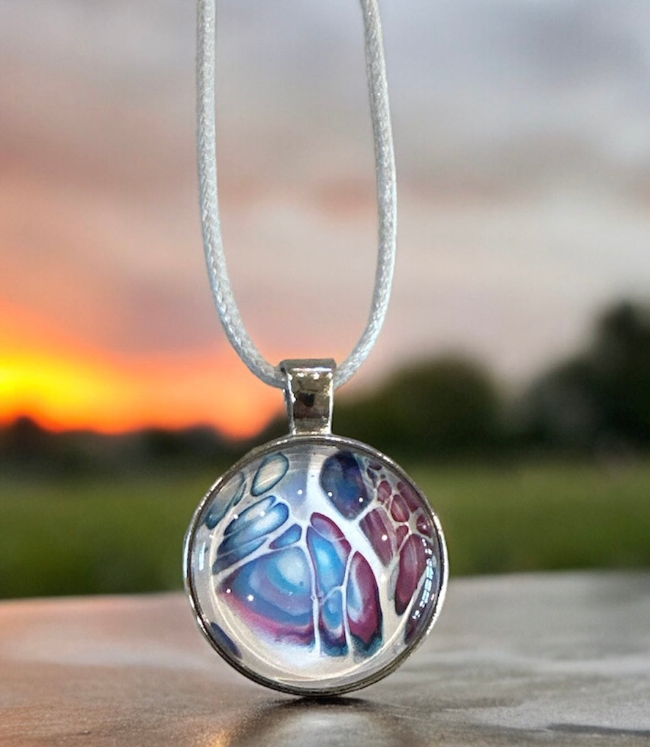 Original Abstract Art - Pendant 25mm - Necklace - Fluid Art - Wearable Art - Functional Art