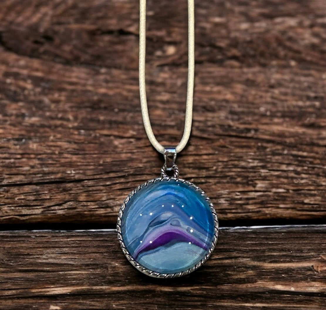 Original Abstract Art - Pendant 30mm - Necklace - Fluid Art - Wearable Art - Functional Art