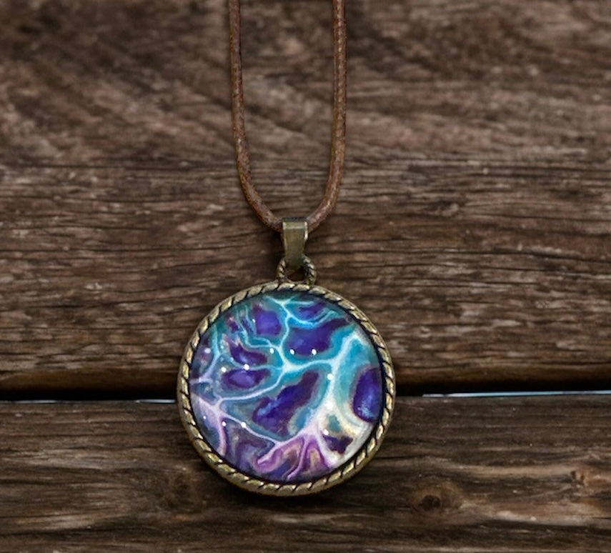 Original Abstract Art - Pendant 30mm - Necklace - Fluid Art - Wearable Art - Functional Art