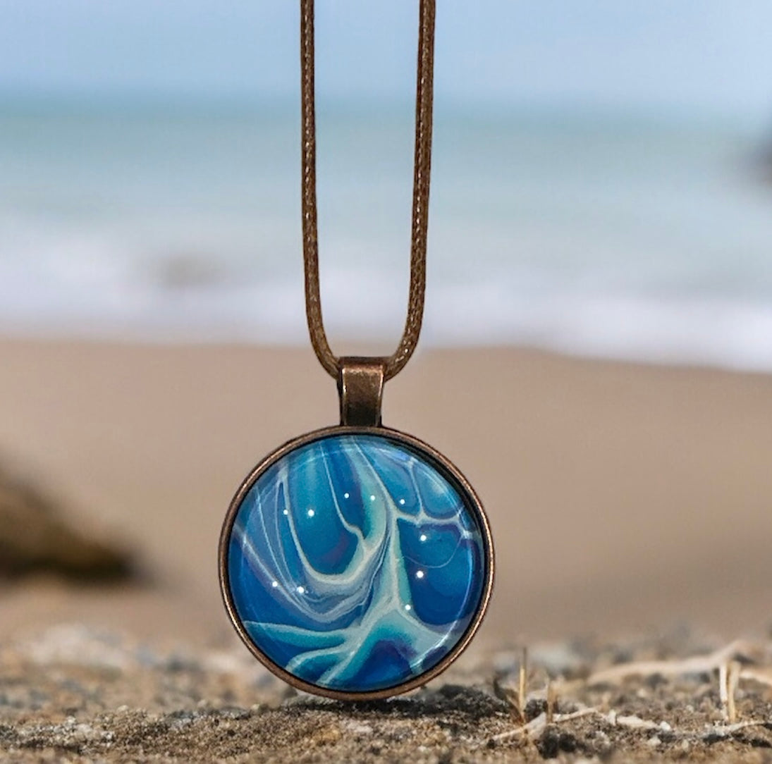 Original Abstract Art - Pendant 30mm - Necklace - Fluid Art - Wearable Art - Functional Art