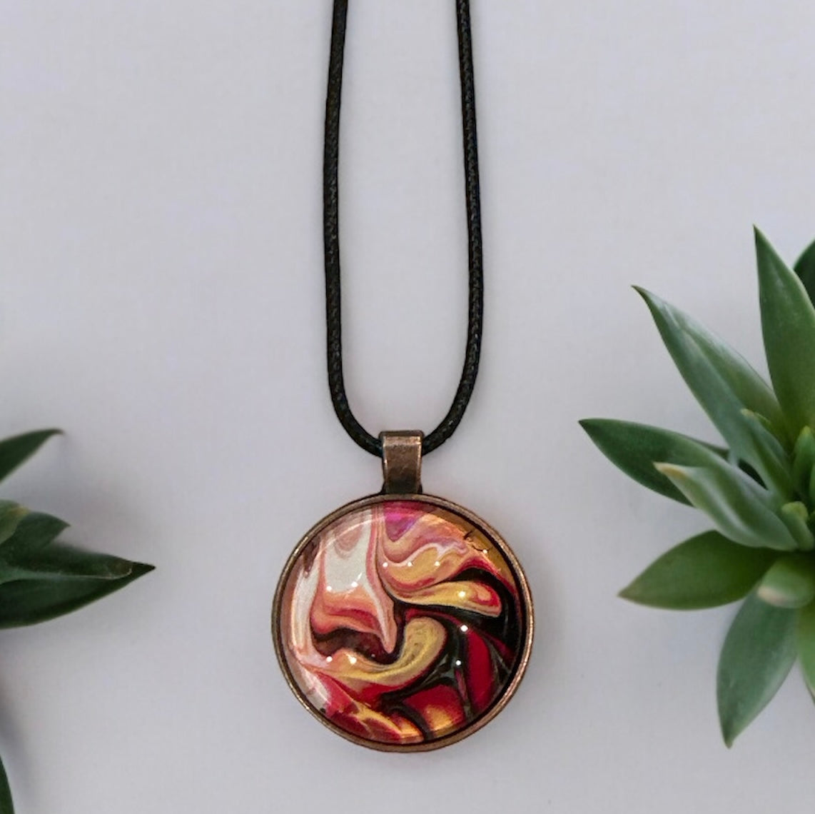 Original Abstract Art - Pendant 30mm - Necklace - Fluid Art - Wearable Art - Functional Art