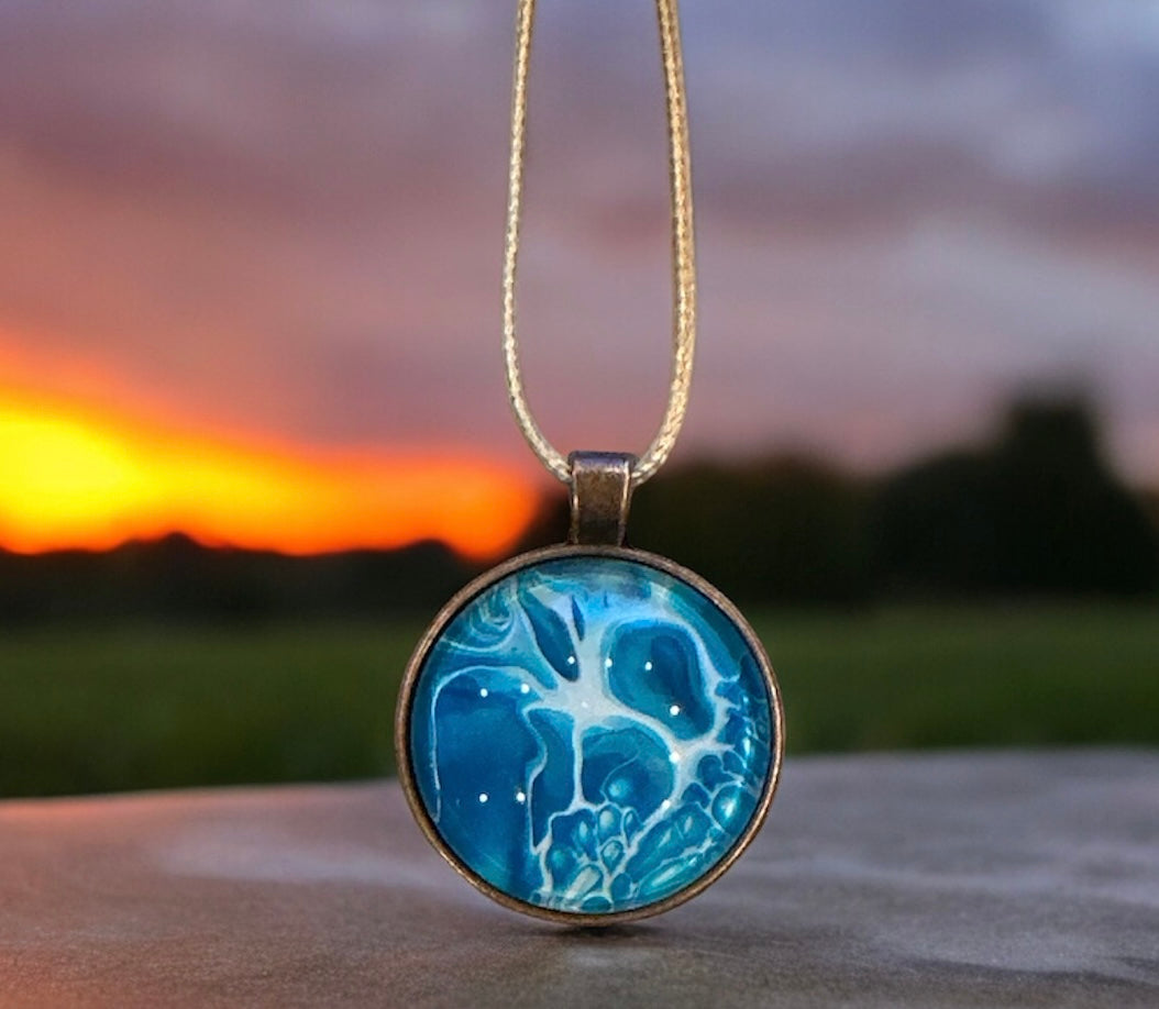 Original Abstract Art - Pendant 30mm - Necklace - Fluid Art - Wearable Art - Functional Art