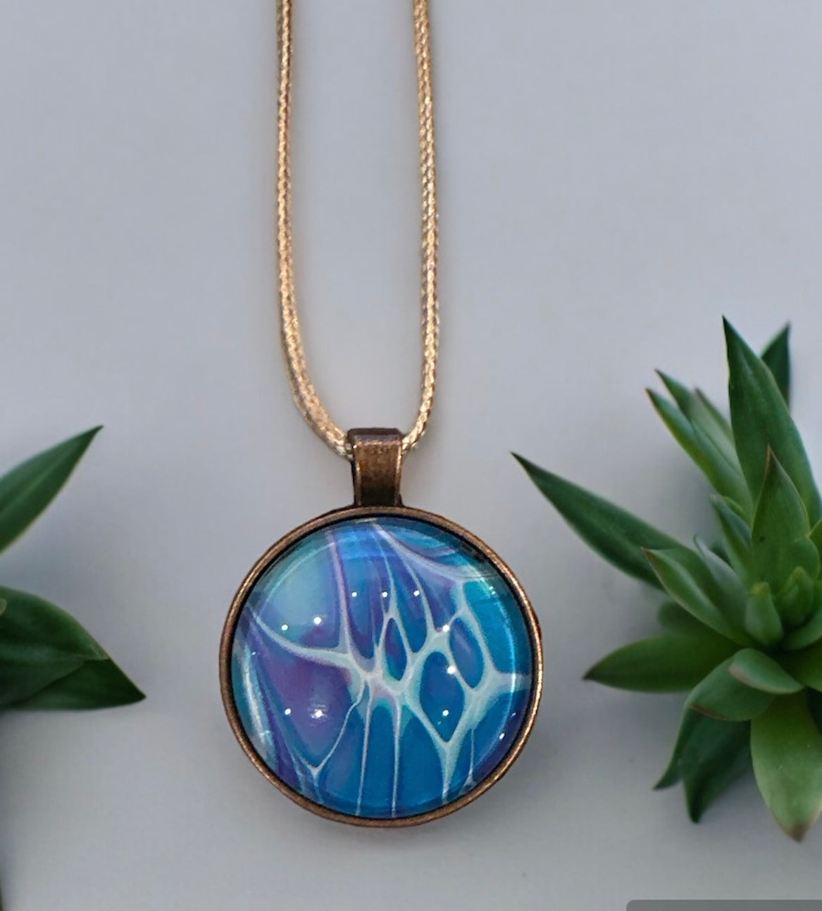 Original Abstract Art - Pendant 30mm - Necklace - Fluid Art - Wearable Art - Functional Art
