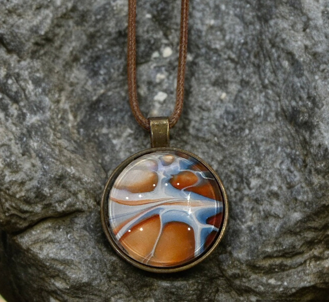 Original Abstract Art - Pendant 30mm - Necklace - Fluid Art - Wearable Art - Functional Art