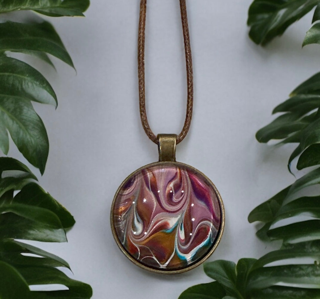 Original Abstract Art - Pendant 30mm - Necklace - Fluid Art - Wearable Art - Functional Art