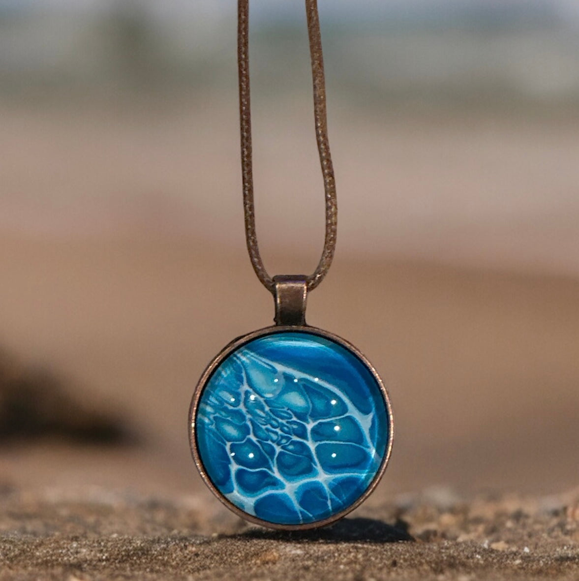 Original Abstract Art - Pendant 30mm - Necklace - Fluid Art - Wearable Art - Functional Art