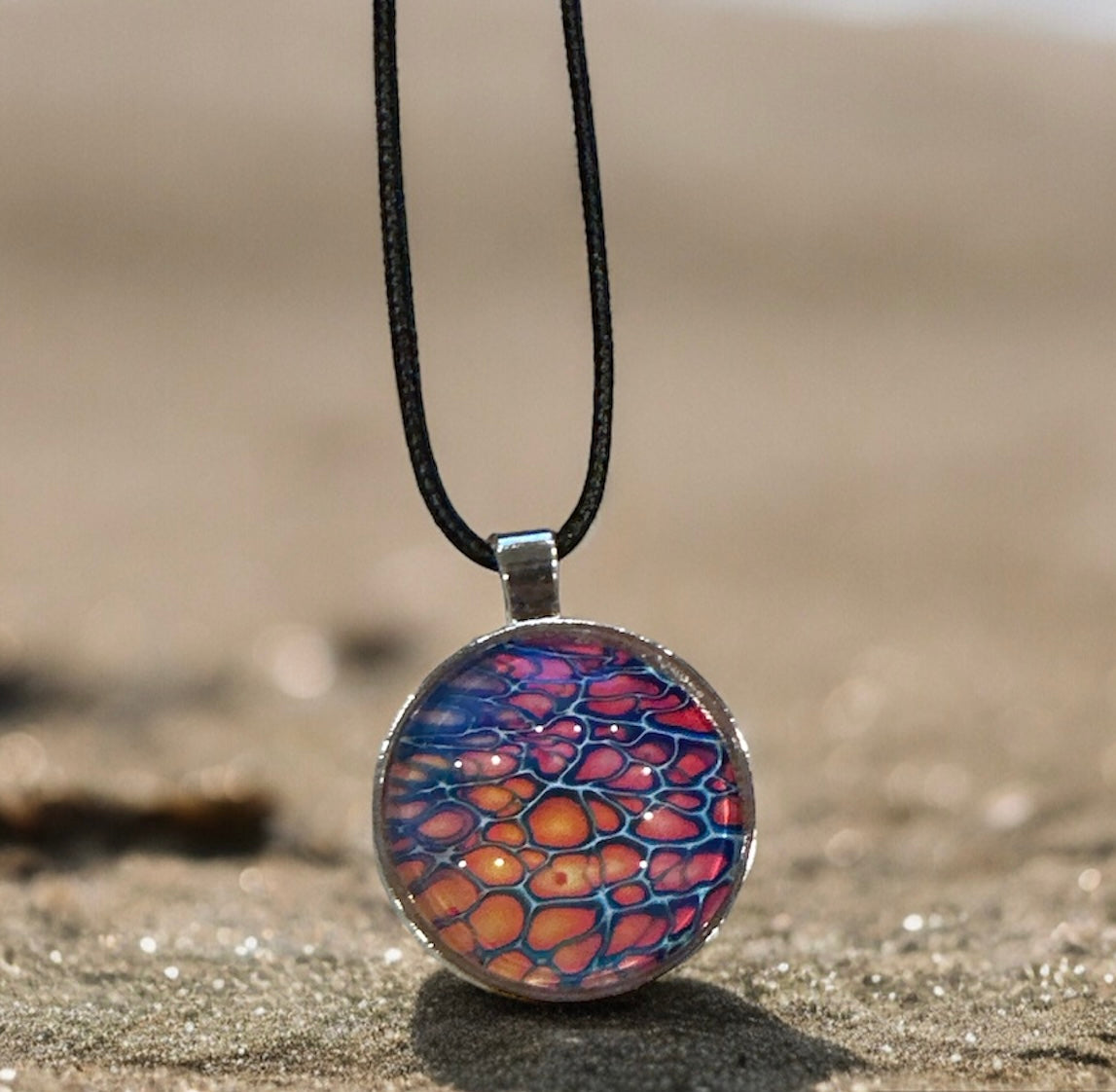 Original Abstract Art - Pendant 30mm - Necklace - Fluid Art - Wearable Art - Functional Art