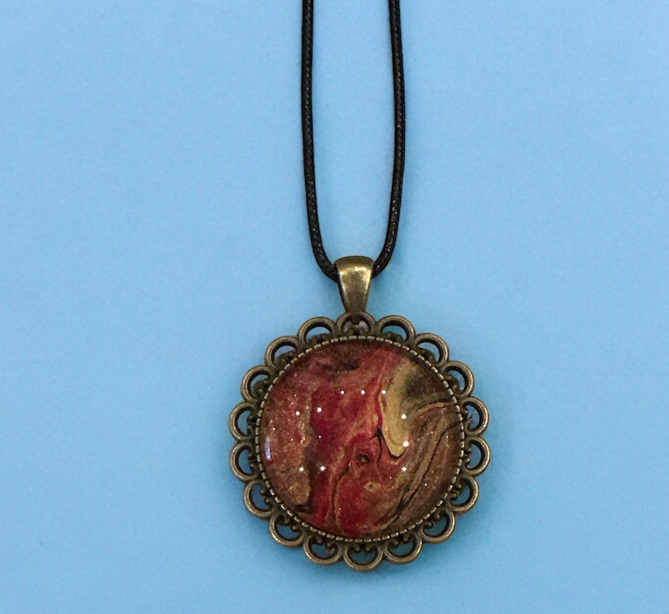 Original Abstract Art - Pendant 30mm - Necklace - Fluid Art - Wearable Art - Functional Art