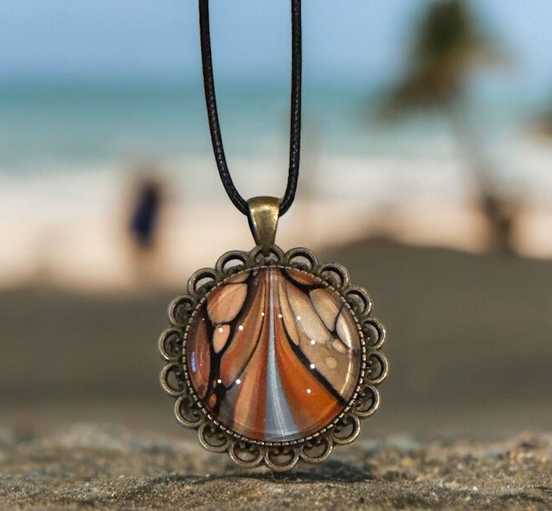 Original Abstract Art - Pendant 30mm - Necklace - Fluid Art - Wearable Art - Functional Art