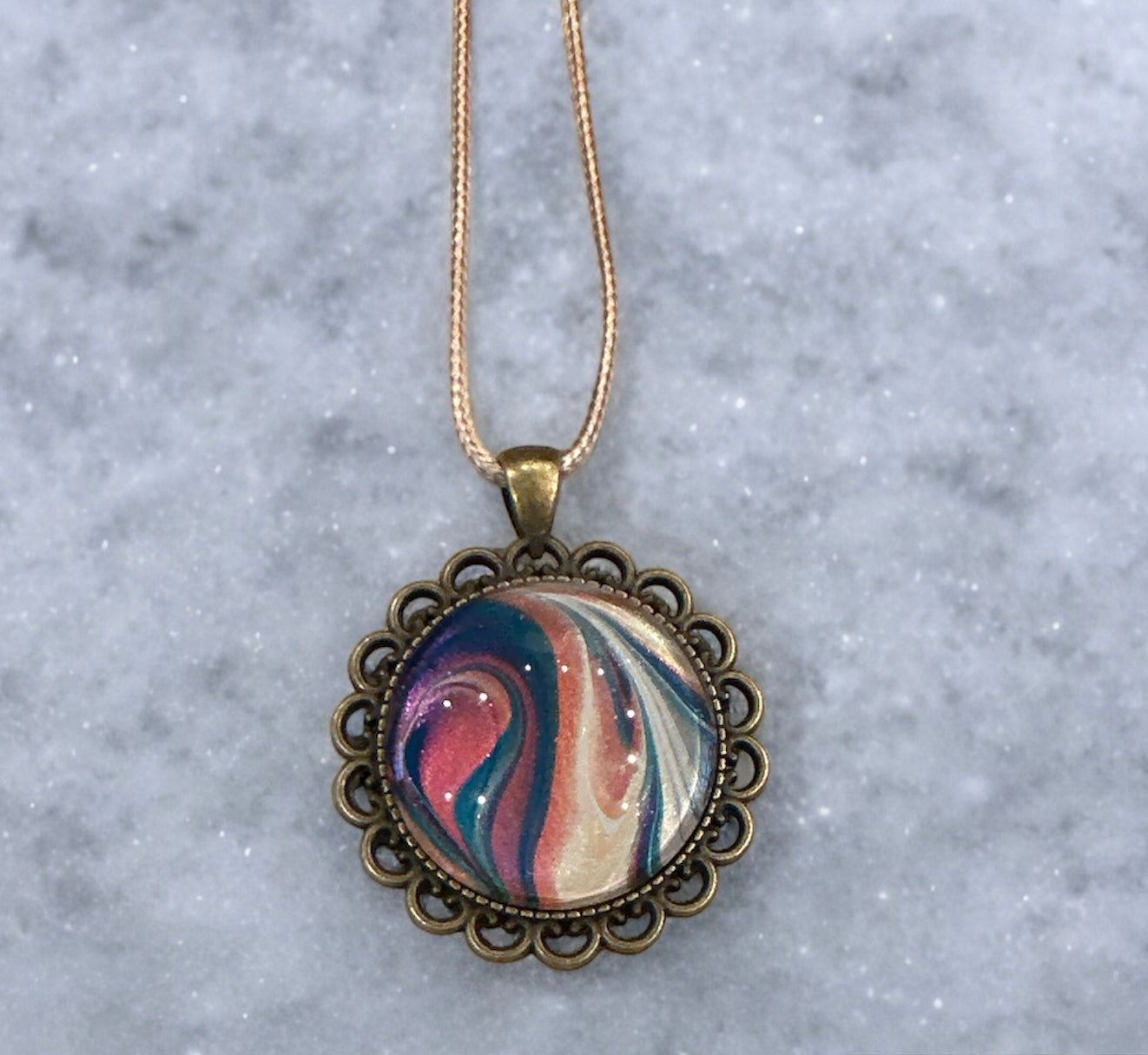 Original Abstract Art - Pendant 30mm - Necklace - Fluid Art - Wearable Art - Functional Art