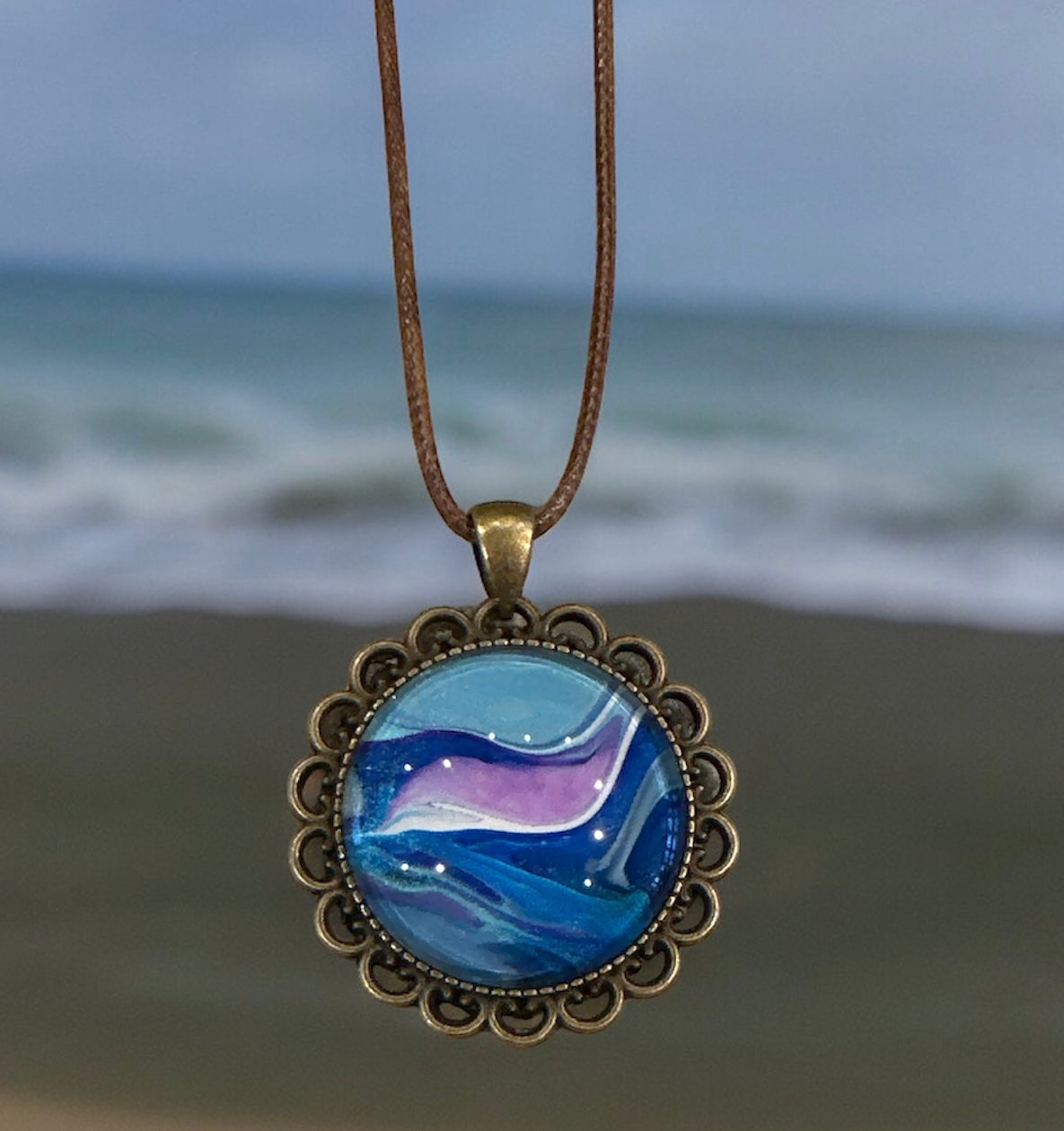 Original Abstract Art - Pendant 30mm - Necklace - Fluid Art - Wearable Art - Functional Art