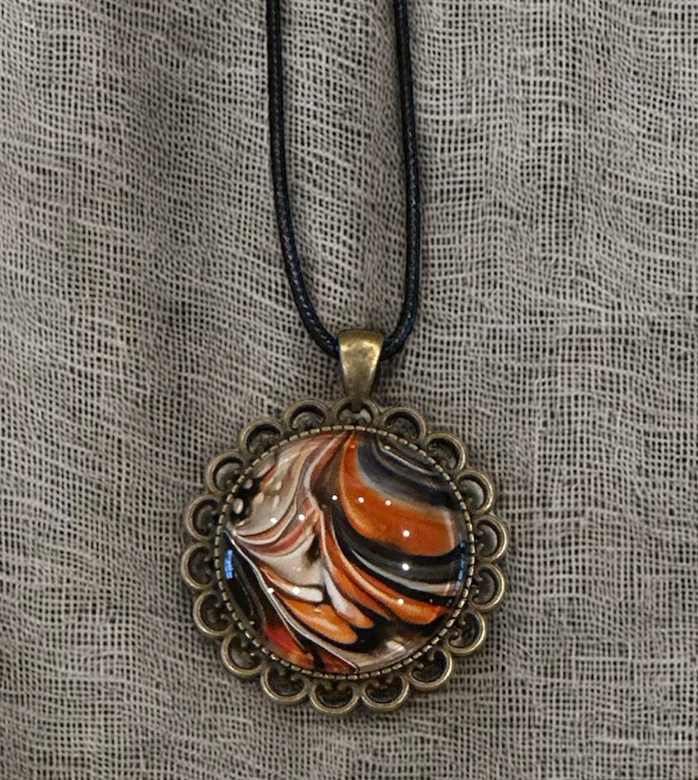 Original Abstract Art - Pendant 30mm - Necklace - Fluid Art - Wearable Art - Functional Art