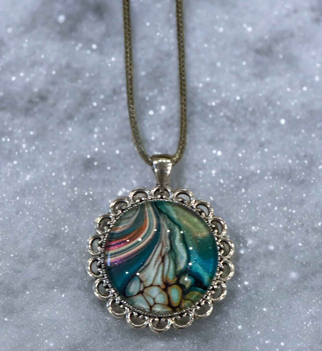 Original Abstract Art - Pendant 30mm - Necklace - Fluid Art - Wearable Art - Functional Art