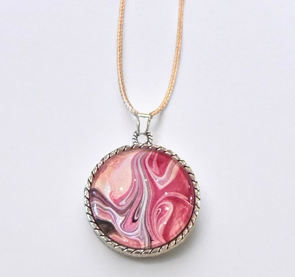 Original Abstract Art - Pendant 30mm - Necklace - Fluid Art - Wearable Art - Functional Art