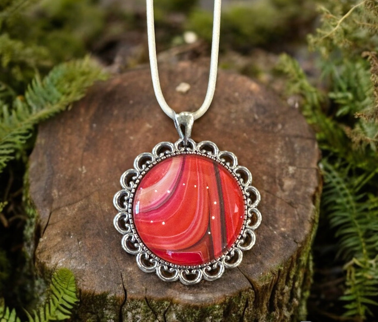 Original Abstract Art - Pendant 30mm - Necklace - Fluid Art - Wearable Art - Functional Art