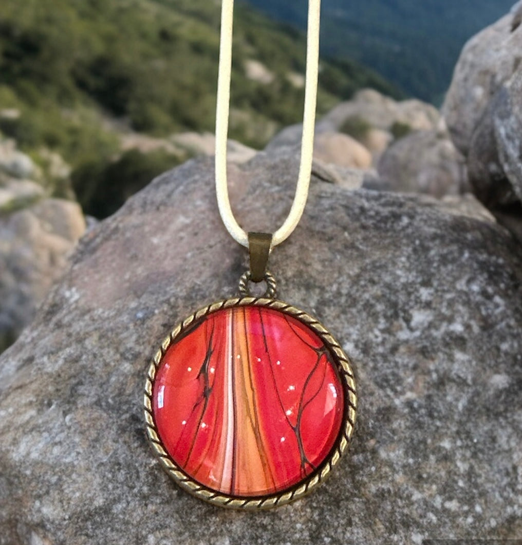 Original Abstract Art - Pendant 30mm - Necklace - Fluid Art - Wearable Art - Functional Art