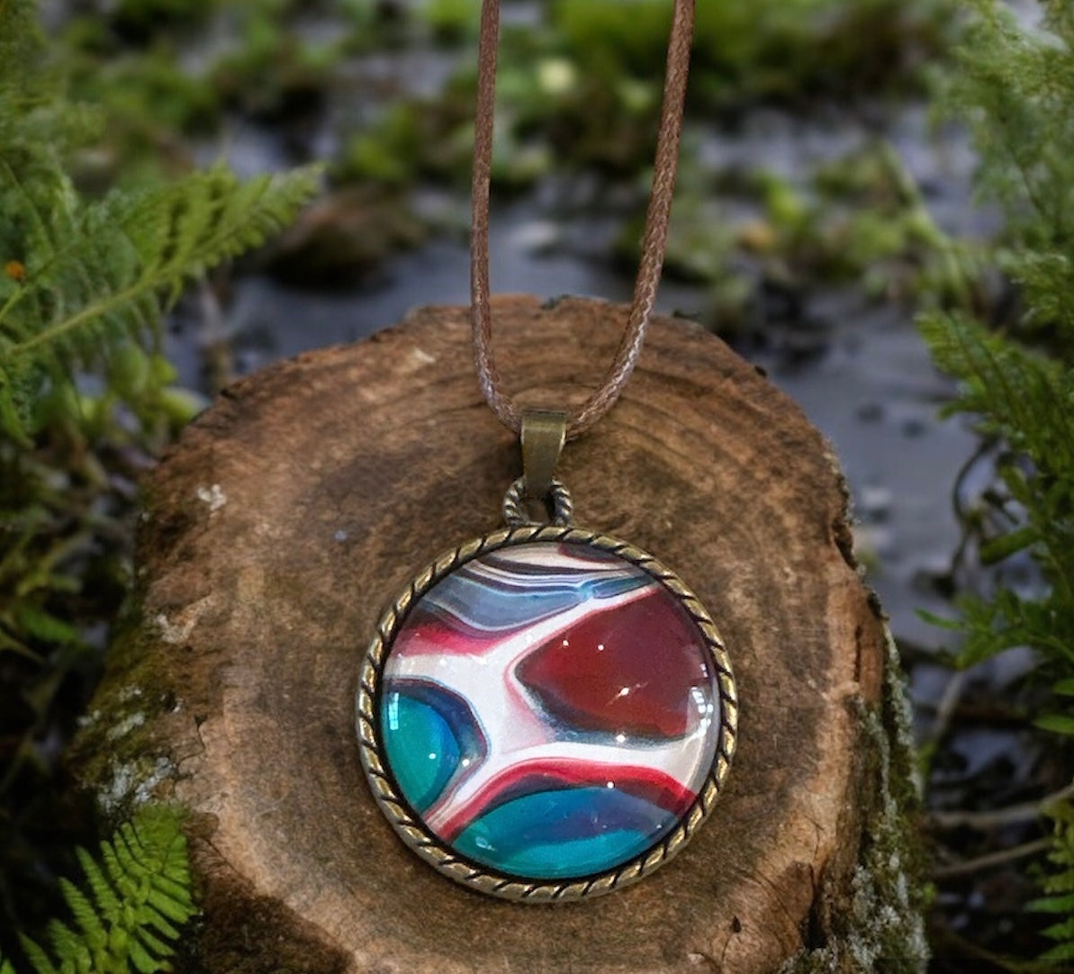 Original Abstract Art - Pendant 30mm - Necklace - Fluid Art - Wearable Art - Functional Art