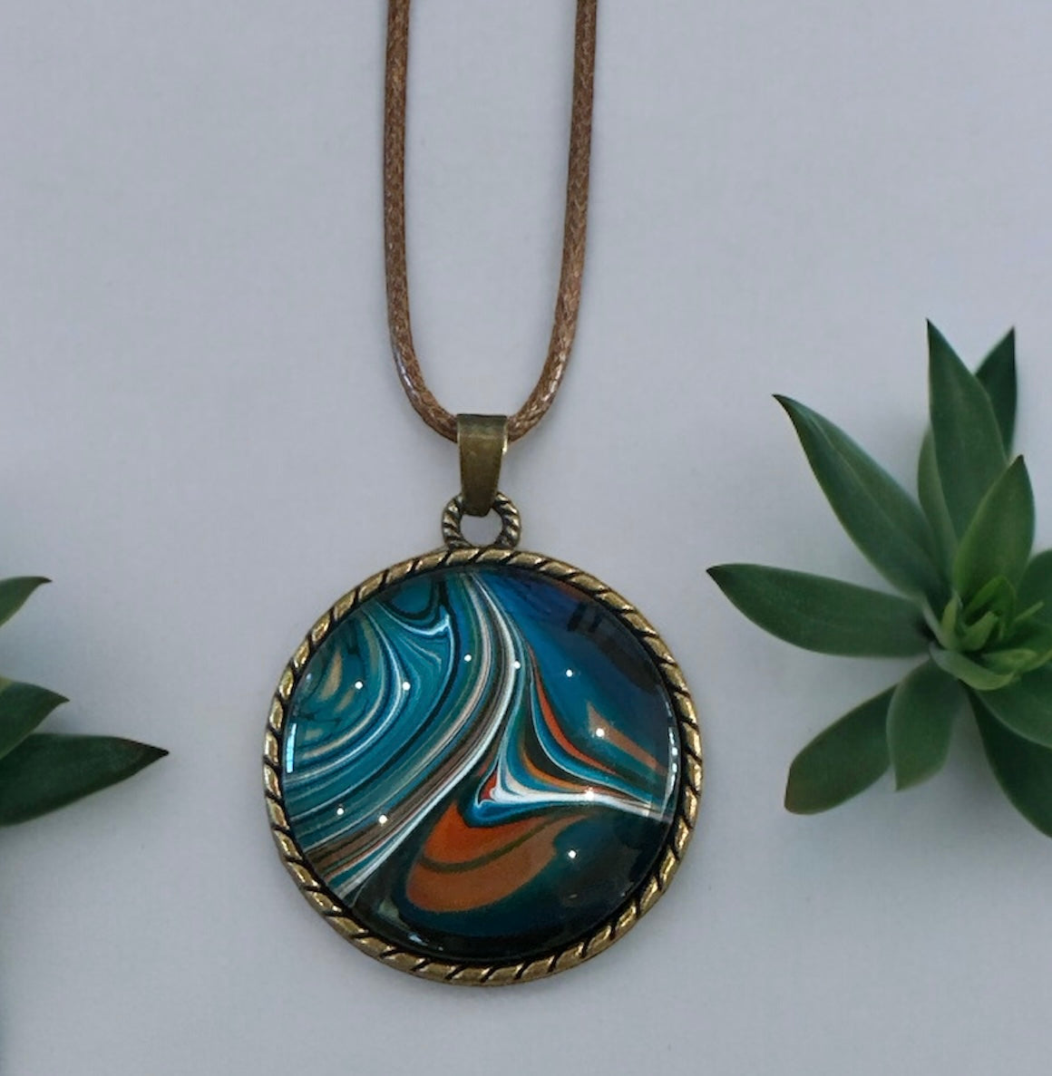 Original Abstract Art - Pendant 30mm - Necklace - Fluid Art - Wearable Art - Functional Art