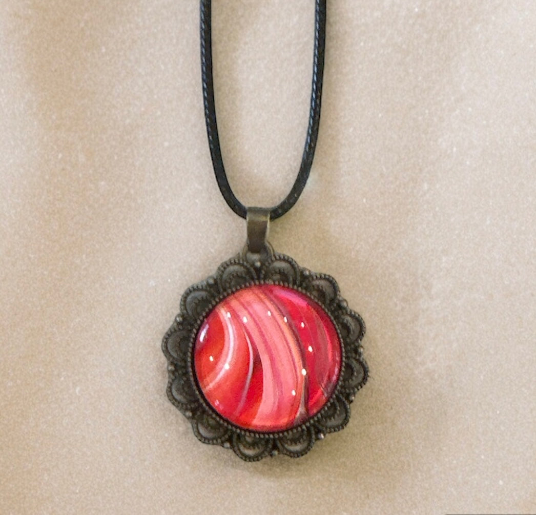 Original Abstract Art - Pendant 25mm - Necklace - Fluid Art - Wearable Art - Functional Art