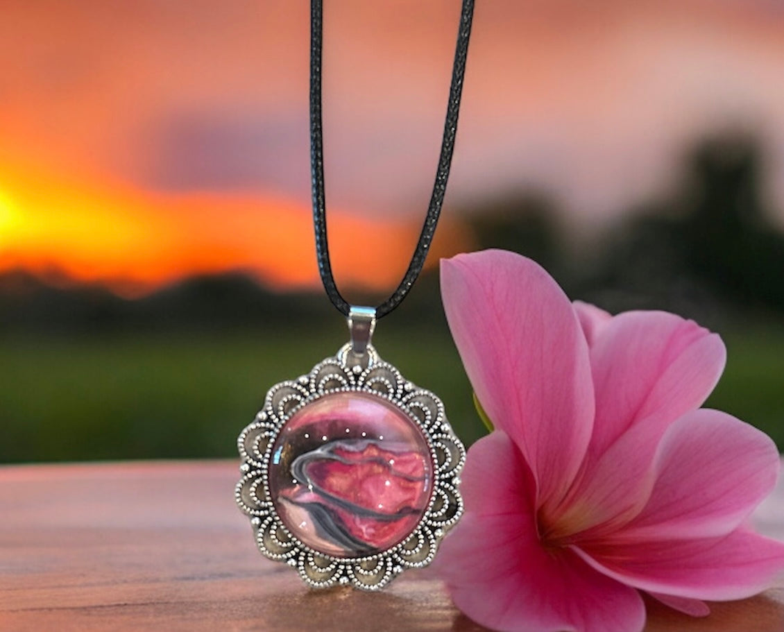 Original Abstract Art - Pendant 25mm - Necklace - Fluid Art - Wearable Art - Functional Art