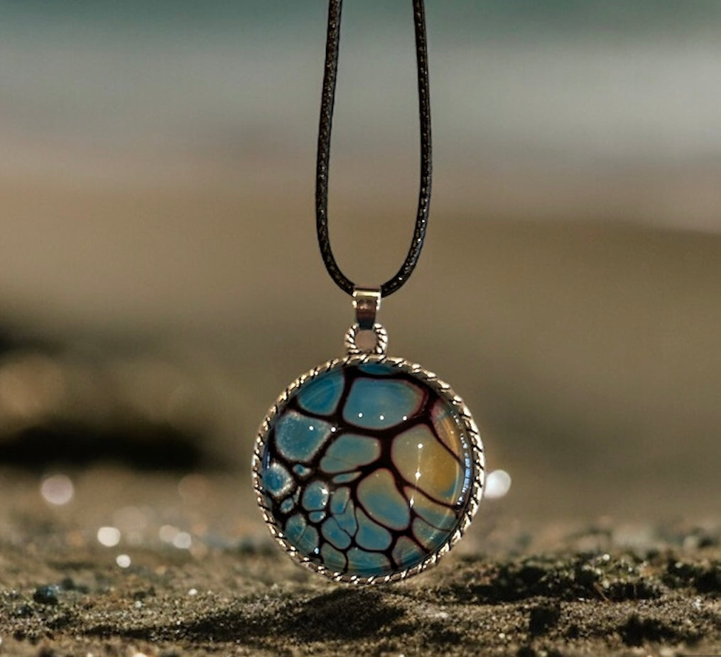 Original Abstract Art - Pendant 30mm - Necklace - Fluid Art - Wearable Art - Functional Art