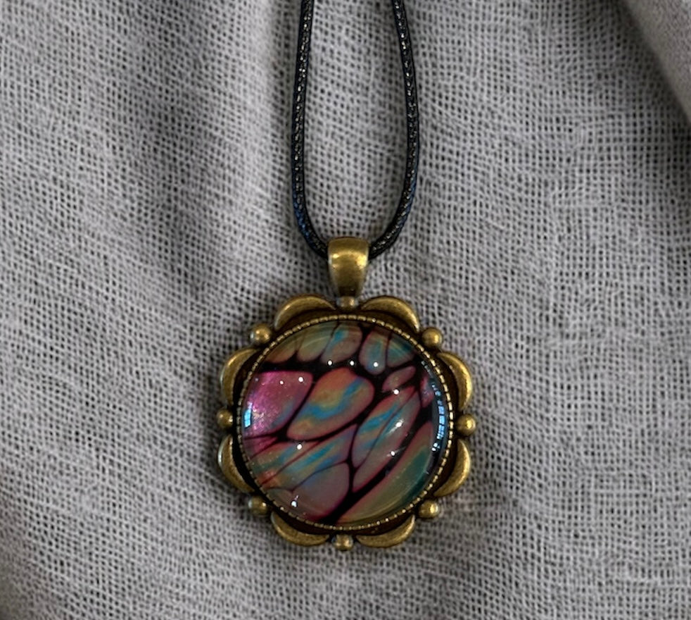 Original Abstract Art - Pendant 30mm - Necklace - Fluid Art - Wearable Art - Functional Art