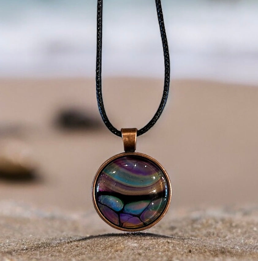 Original Abstract Art - Pendant 25mm - Necklace - Fluid Art - Wearable Art - Functional Art