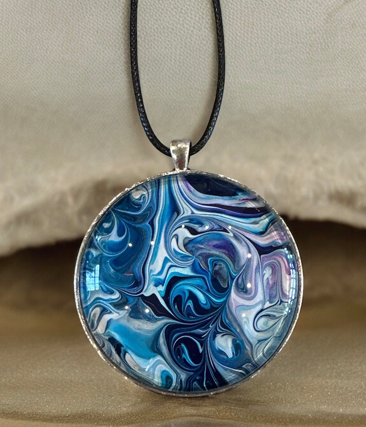 Original Abstract Art - Pendant 58mm(2.3") - Necklace - Fluid Art - Wearable Art - Functional Art