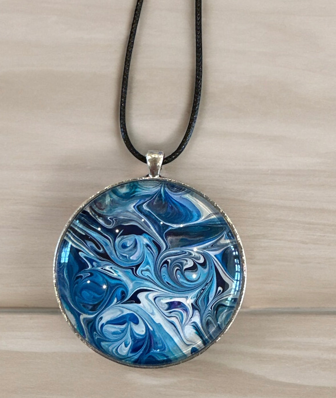 Original Abstract Art - Pendant 58mm(2.3") - Necklace - Fluid Art - Wearable Art - Functional Art