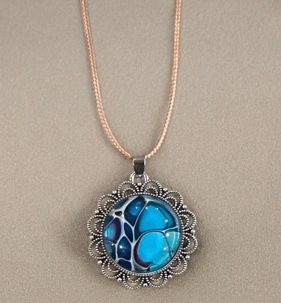 Original Abstract Art - Pendant 25mm - Necklace - Fluid Art - Wearable Art - Functional Art