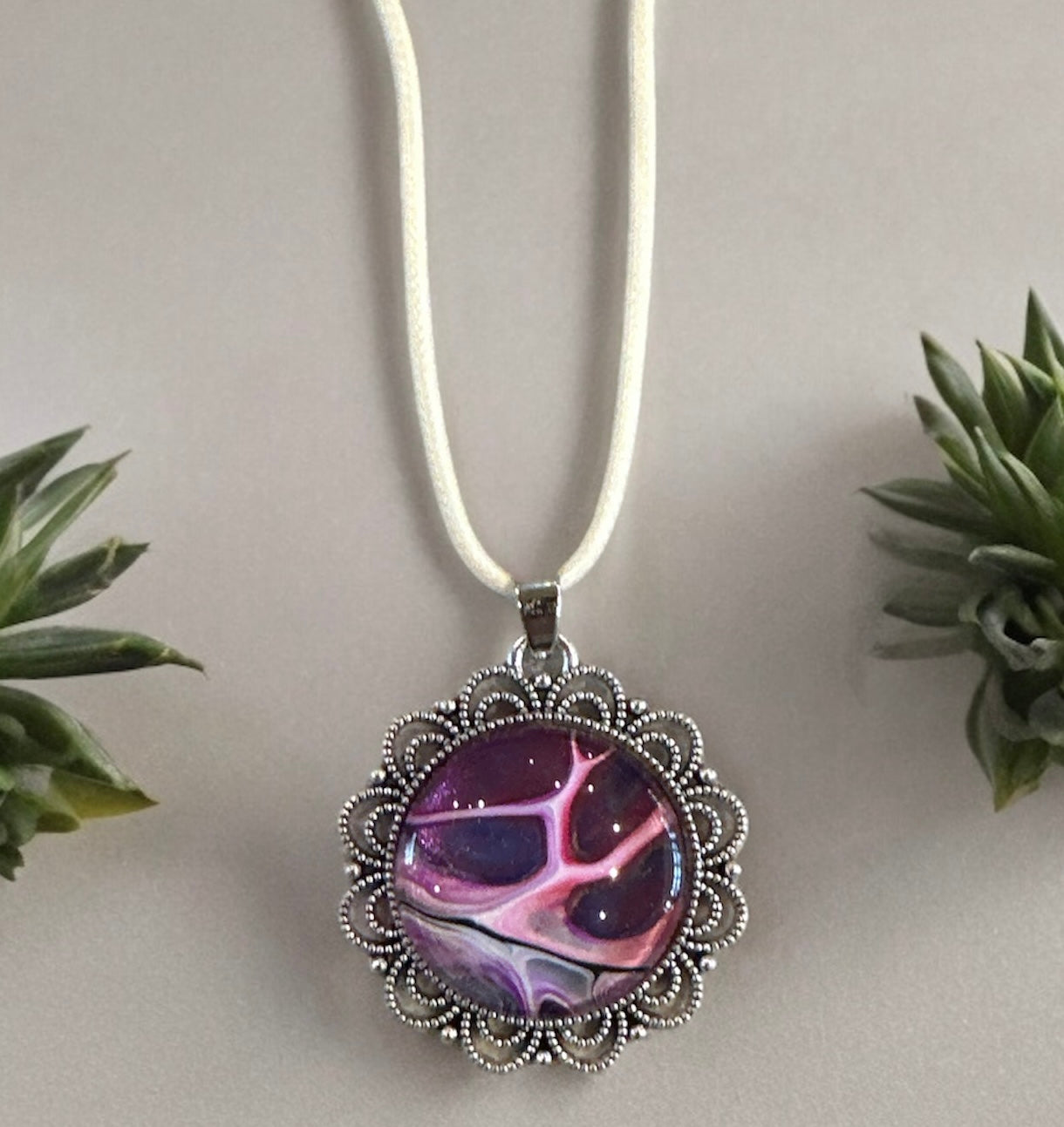 Original Abstract Art - Pendant 25mm - Necklace - Fluid Art - Wearable Art - Functional Art