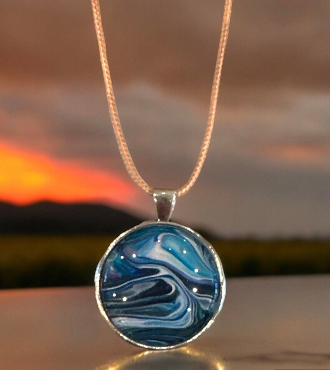 Original Abstract Art - Pendant 30mm - Necklace - Fluid Art - Wearable Art - Functional Art