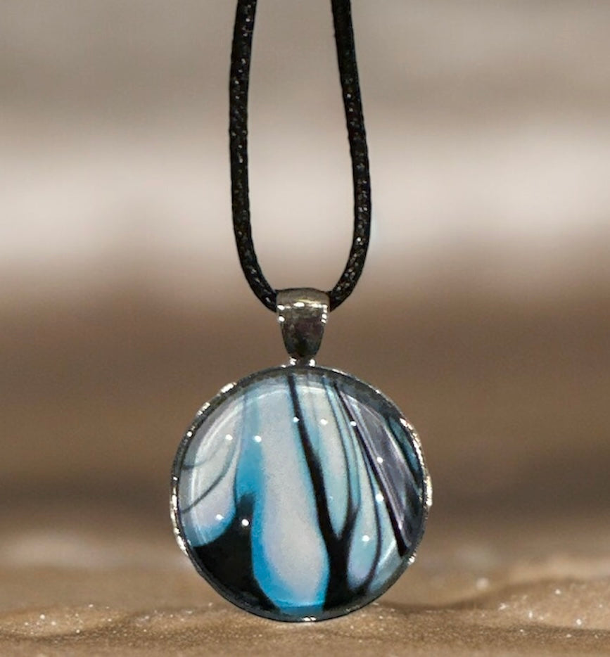 Original Abstract Art - Pendant 25mm - Necklace - Fluid Art - Wearable Art - Functional Art