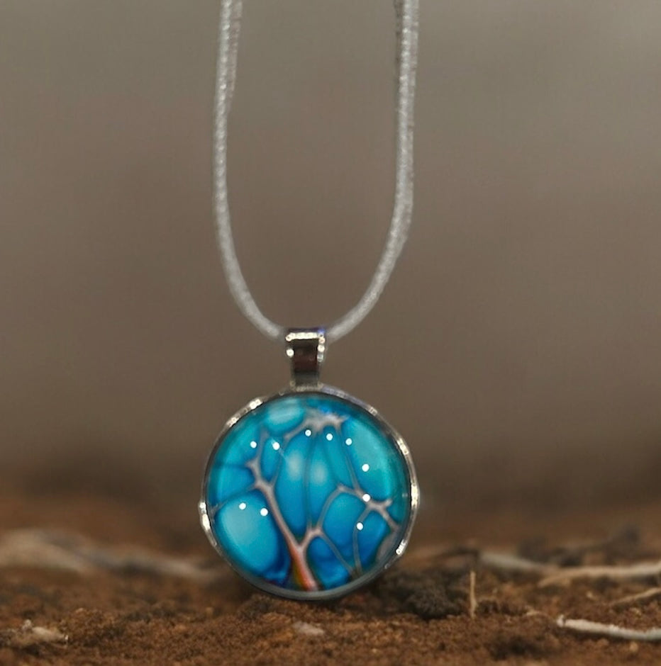 Original Abstract Art - Pendant 25mm - Necklace - Fluid Art - Wearable Art - Functional Art