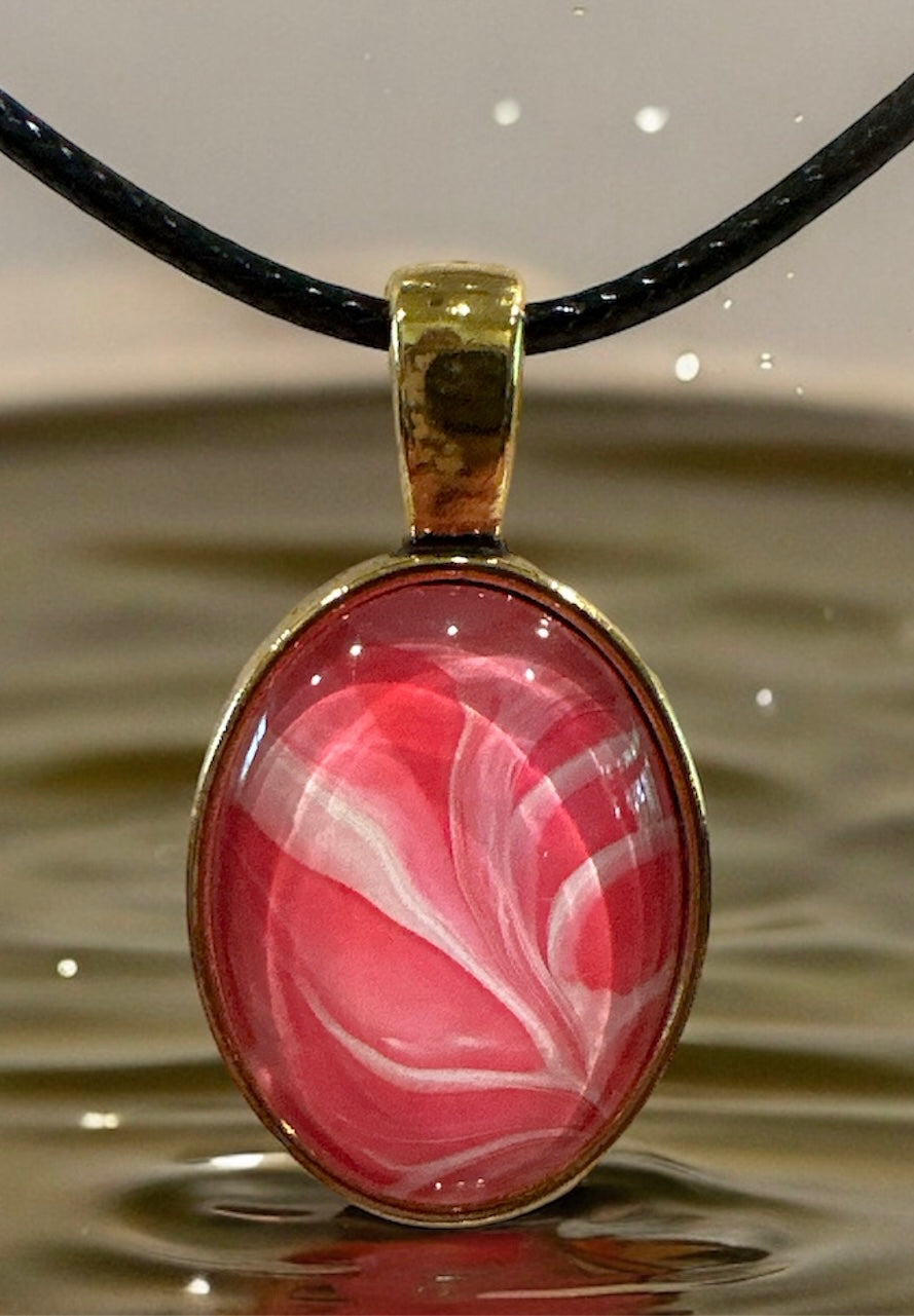 Original Abstract Art - Pendant Oval 20mm - Necklace - Fluid Art - Wearable Art - Functional Art