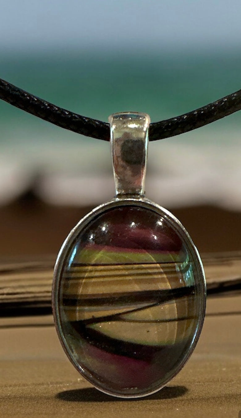 Original Abstract Art - Pendant Oval 20mm - Necklace - Fluid Art - Wearable Art - Functional Art