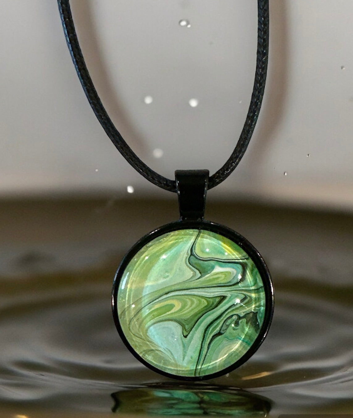 Original Abstract Art - Pendant 25mm - Necklace - Fluid Art - Wearable Art - Functional Art