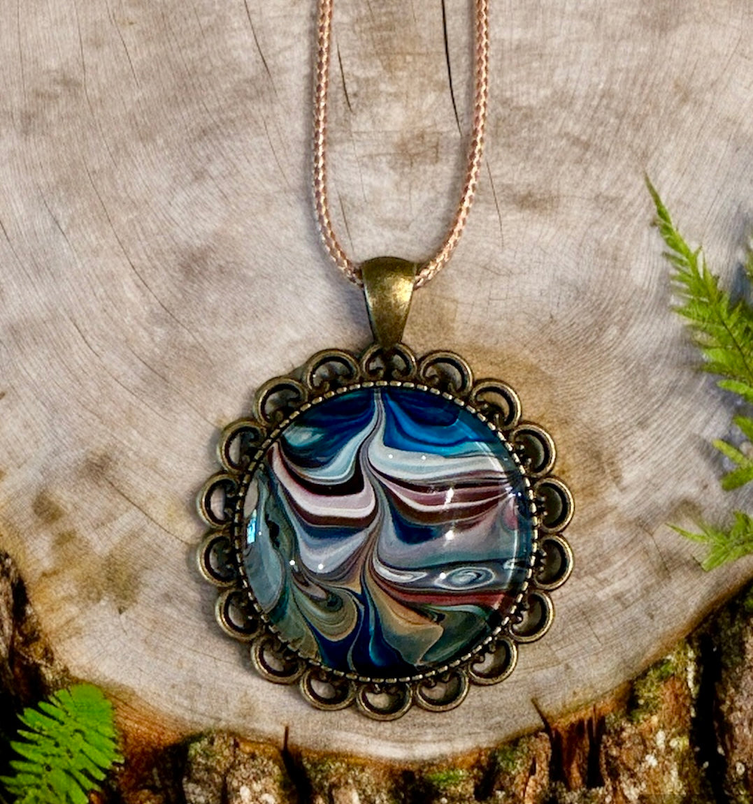 Original Abstract Art - Pendant 30mm - Necklace - Fluid Art - Wearable Art - Functional Art (Copy)