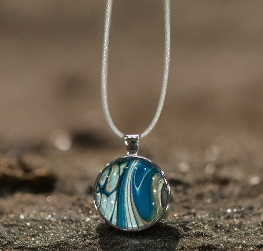 Original Abstract Art - Pendant 25mm - Necklace - Fluid Art - Wearable Art - Functional Art
