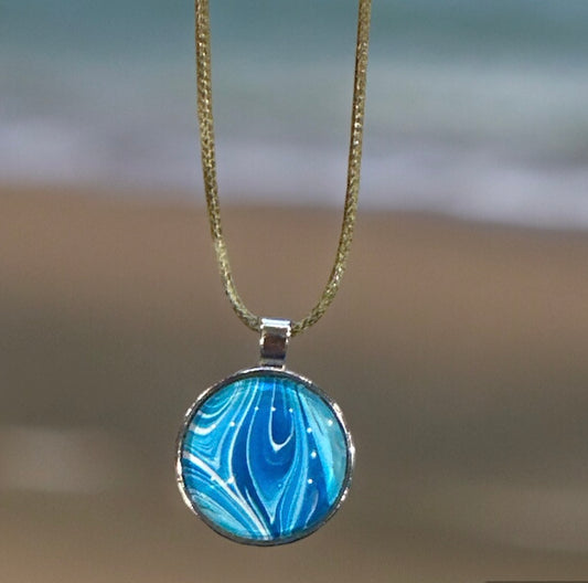 Original Abstract Art - Pendant 25mm - Necklace - Fluid Art - Wearable Art - Functional Art