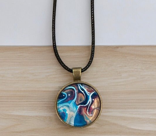 Original Abstract Art - Pendant 25mm - Necklace - Fluid Art - Wearable Art - Functional Art