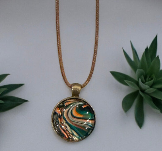 Original Abstract Art - Pendant 25mm - Necklace - Fluid Art - Wearable Art - Functional Art