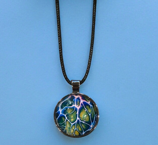 Original Abstract Art - Pendant 25mm - Necklace - Fluid Art - Wearable Art - Functional Art