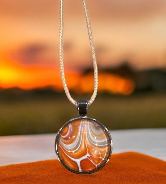 Original Abstract Art - Pendant 25mm - Necklace - Fluid Art - Wearable Art - Functional Art