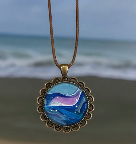 Original Abstract Art - Pendant 30mm - Necklace - Fluid Art - Wearable Art - Functional Art