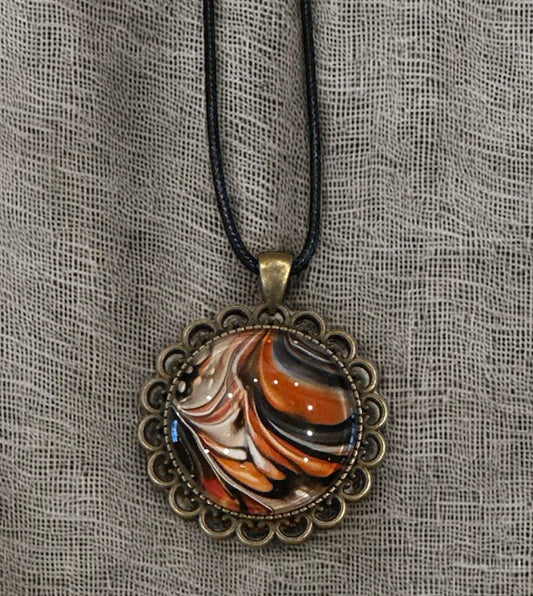 Original Abstract Art - Pendant 30mm - Necklace - Fluid Art - Wearable Art - Functional Art